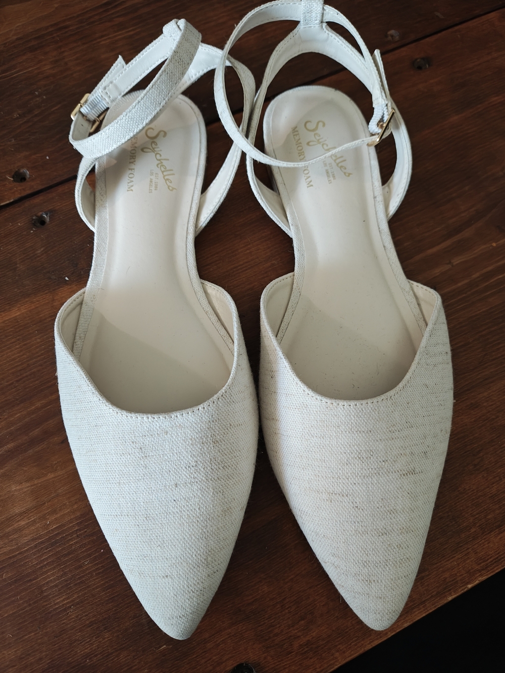 Seychelles Cream Pointed Toe Ankle-Strap Flats